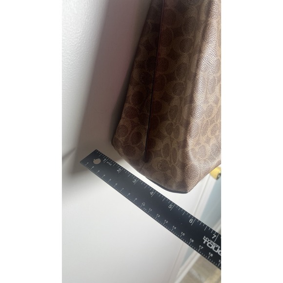 COACH Willow Bucket Bag Signature Brown Canvas Turn-Lock 10x10x6 Authentic Cert - Picture 4 of 16